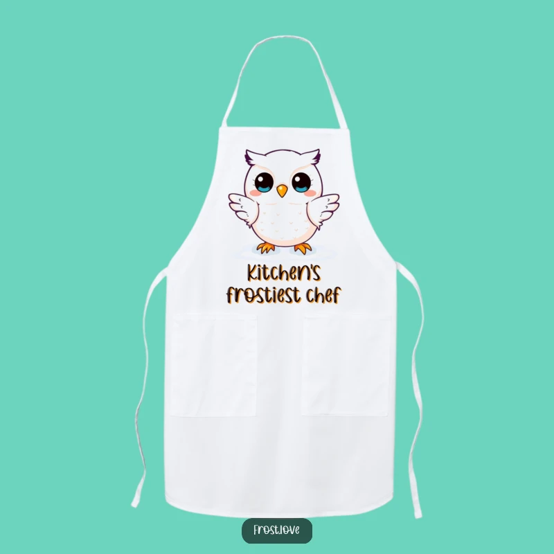 Funny Kawaii Snow Owl Apron: Cook with Cuteness, Perfect Winter Gift