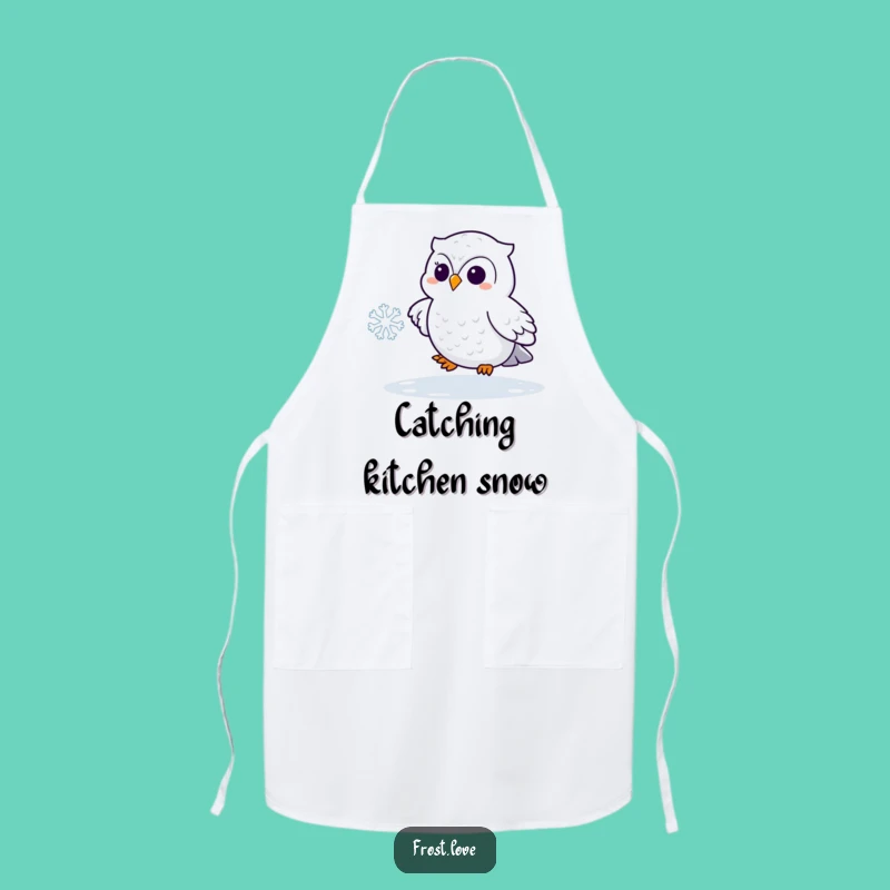 Funny Snowy Owl Snowflake Apron: Kitchen Winter Bird Fun Gift