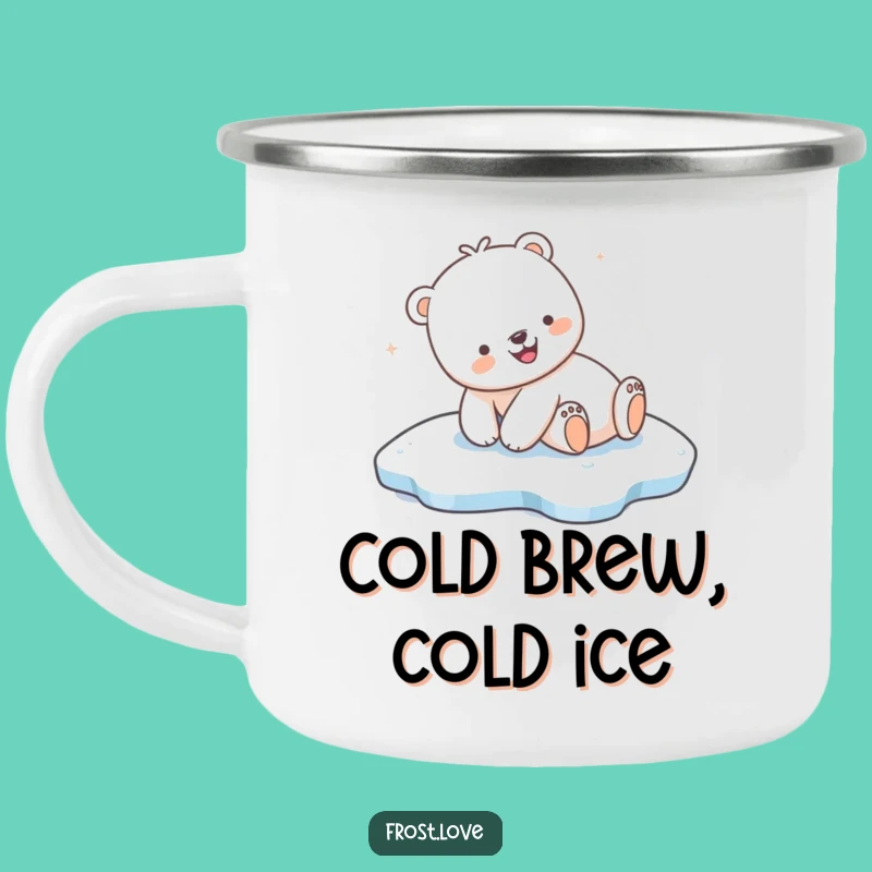 Funny Kawaii Polar Bear Sliding Camping Mug: Arctic Adventure Gift