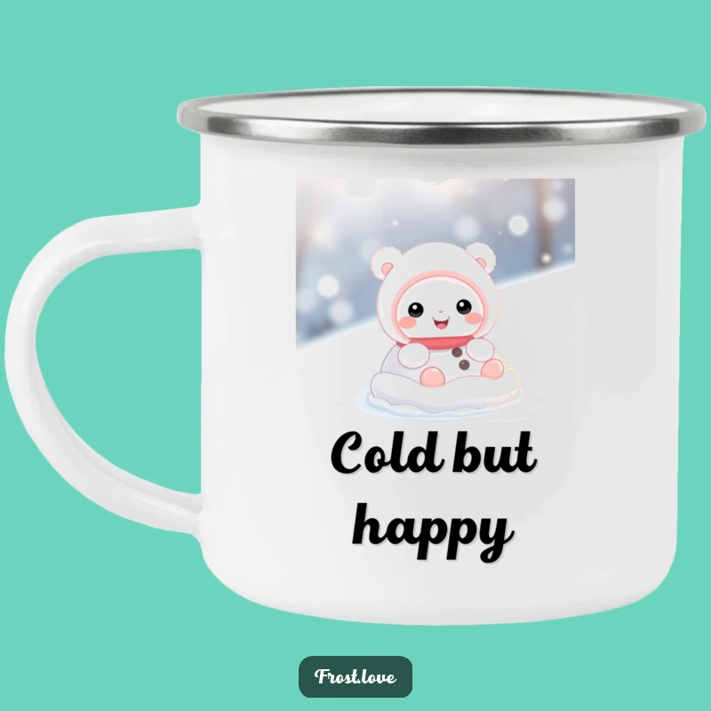 Funny Enamel Snow Creature Rolling Camping Mug: Adventure & Laughs, Perfect Gift