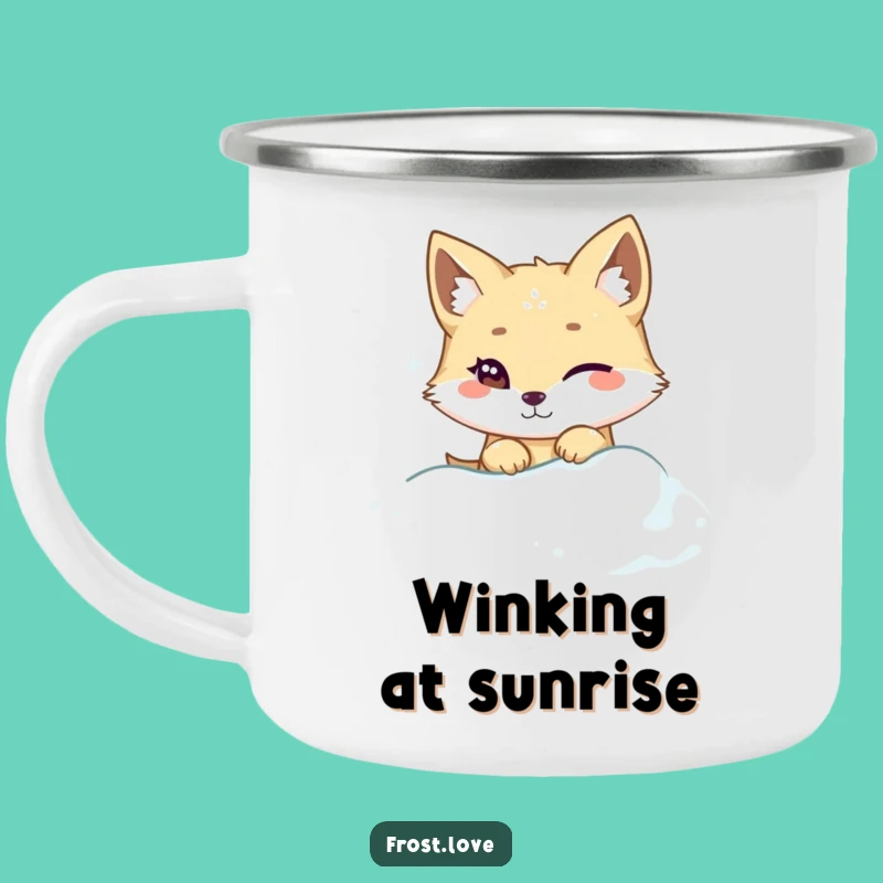 Funny Arctic Fox Winking Camping Mug: Sly Animal Adventure Gift