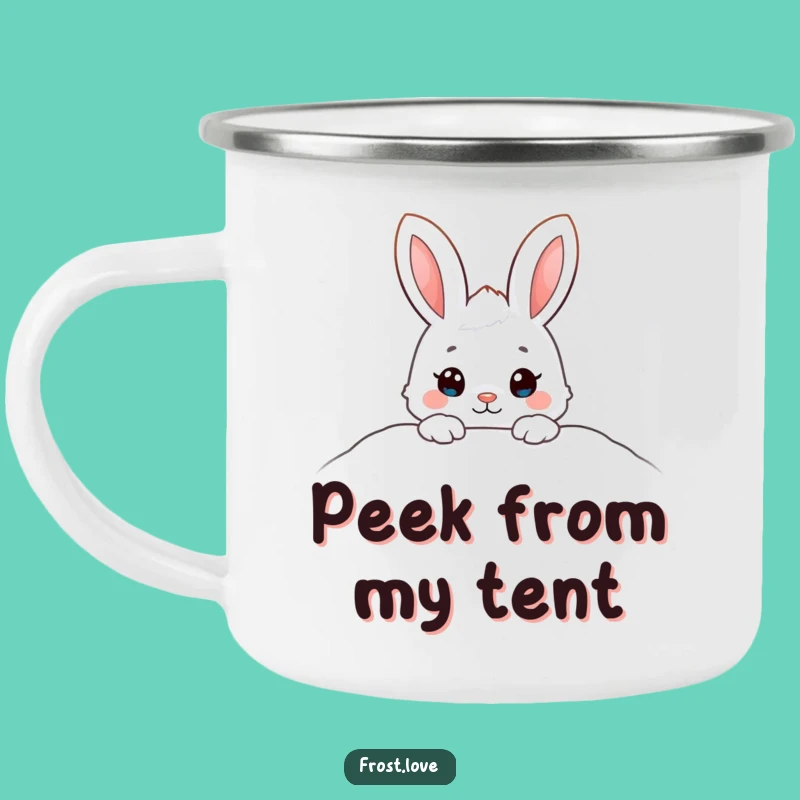 Funny Snow Bunny Peeking Camping Mug: Cute Adventures, Perfect Adorable Gift
