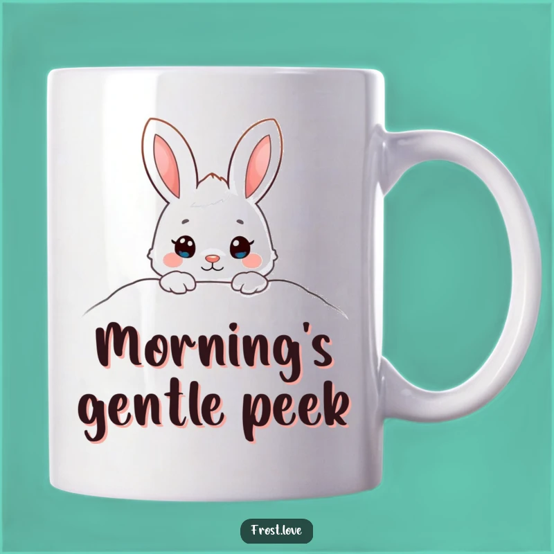 Funny Snow Bunny Peeking Mug: Cute Winter Surprise, Perfect Adorable Gift