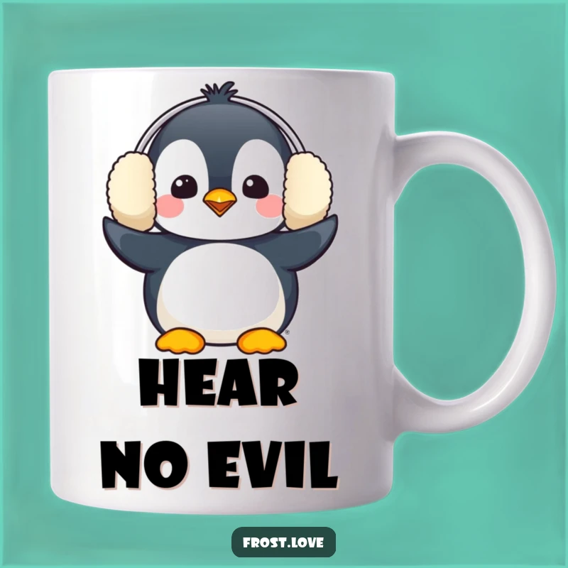 Funny Penguin Earmuffs Mug: Adorable Winter Bird Gift