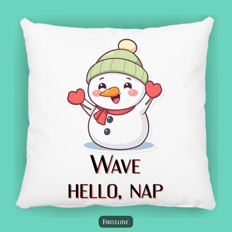 Funny Snowman Waving Pillow: Cozy Winter Friend Cushion Gift