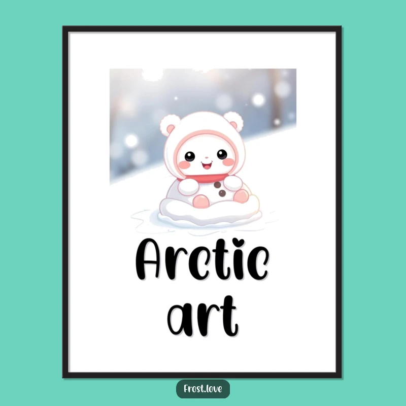 Funny Snow Creature Rolling Digital Art: Instant Winter Joy, Perfect Gift