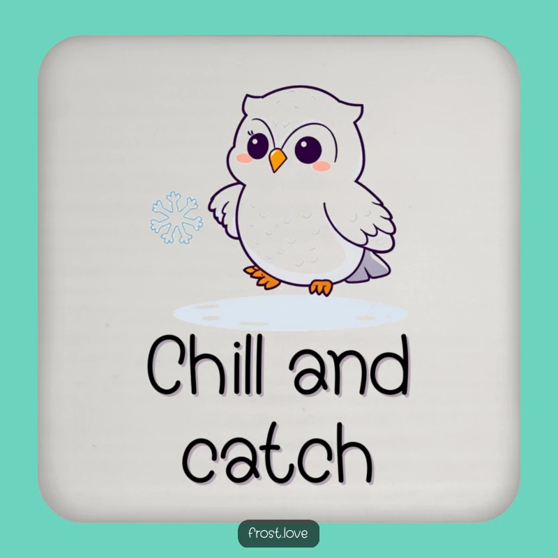 Funny Snowy Owl Snowflake Drink Coaster: Winter Table Protection Gift