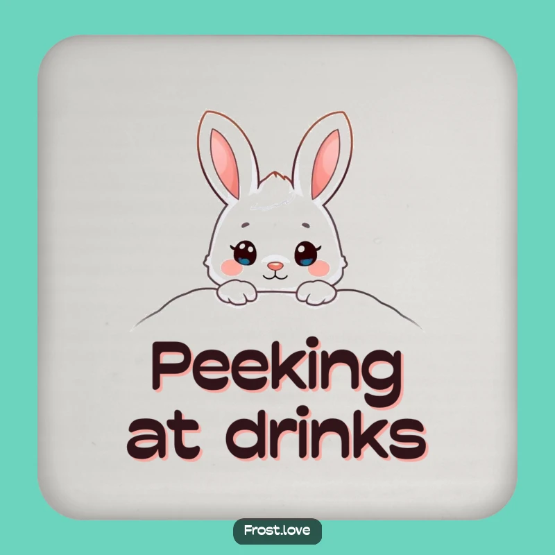 Funny Snow Bunny Peeking Coaster Set: Protect Surfaces with Cuteness, Gift Set