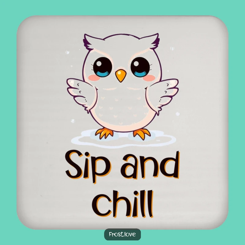 Funny Kawaii Snow Owl Coaster Set: Protect Surfaces with Cuteness, Gift Set