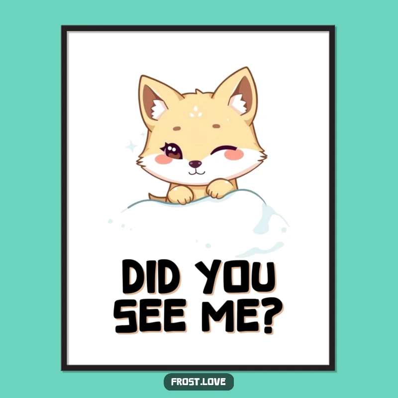 Funny Arctic Fox Winking Poster: Sly Winter Animal Art Gift