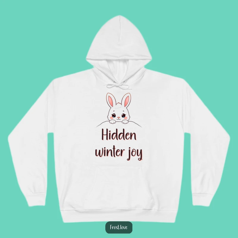 Funny Cozy Snow Bunny Peeking Hoodie: Warm Winter Cuteness, Perfect Gift