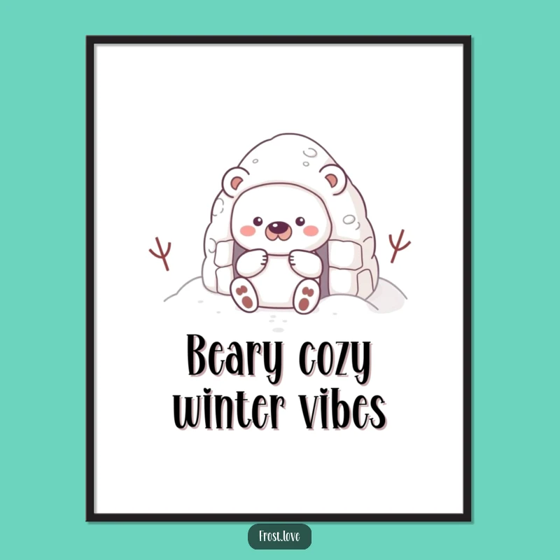 Free Printable Wall Art: Snow Bear Snow Fort, Whimsical Downloadable Decor