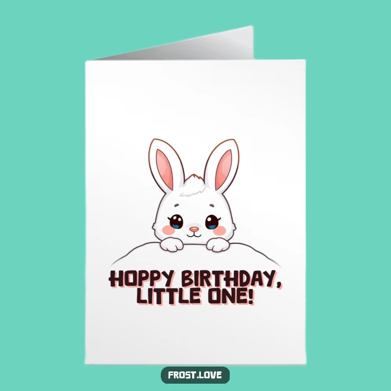 Free Printable Birthday Card: Snow Bunny Peeking, Perfect Downloadable Gift