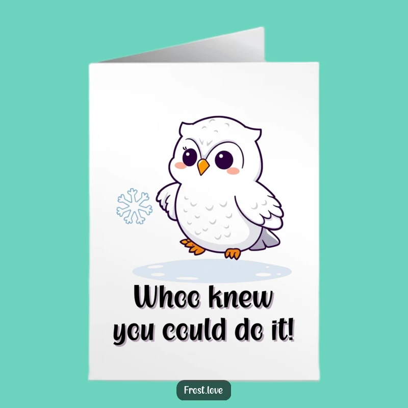 Free Printable Congrats Card: Kawaii Snowy Owl Snowflake Celebration!