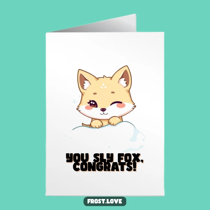 Free Printable Congrats Card: Winking Kawaii Arctic Fox Cheers!