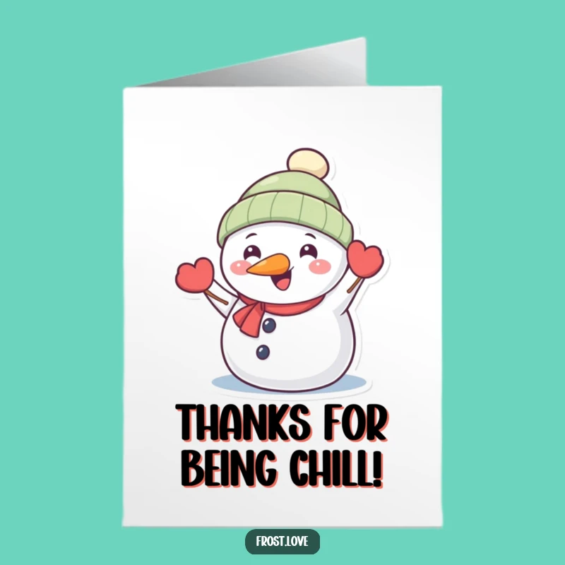 Free Printable Thank You Card: Happy Kawaii Snowman Thanks!