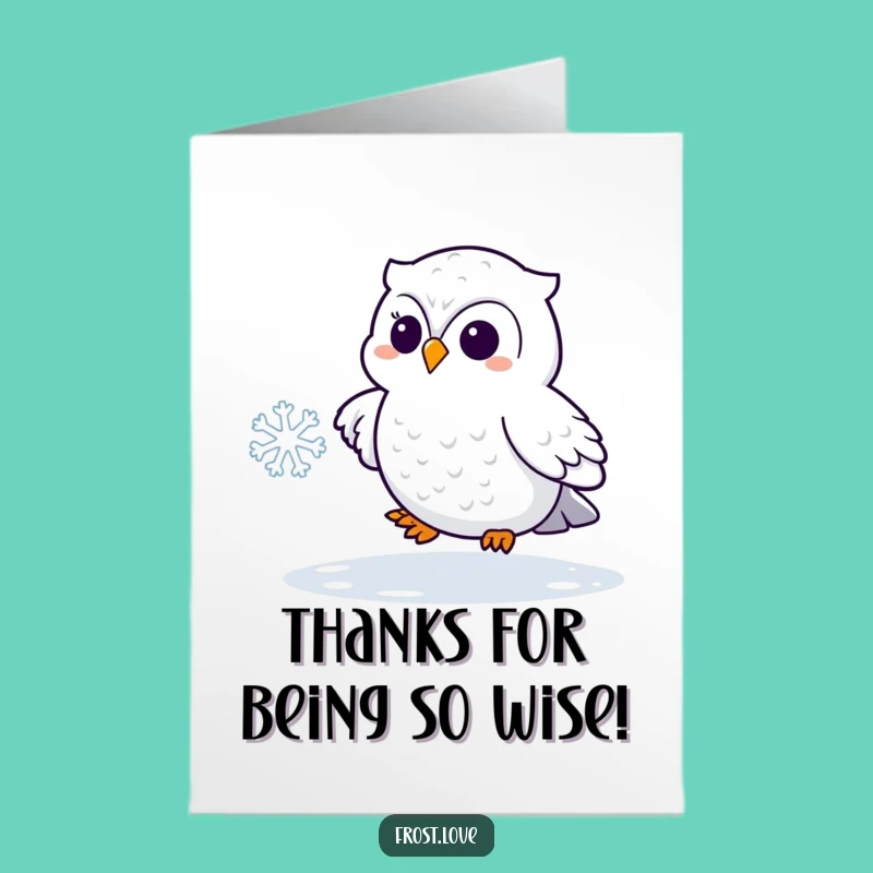 Free Printable Thank You Card: Kawaii Snowy Owl Snowflake Thanks!