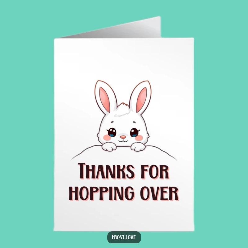 Free Printable Thank You Card: Snow Bunny Peeking, Heartfelt Downloadable Gift