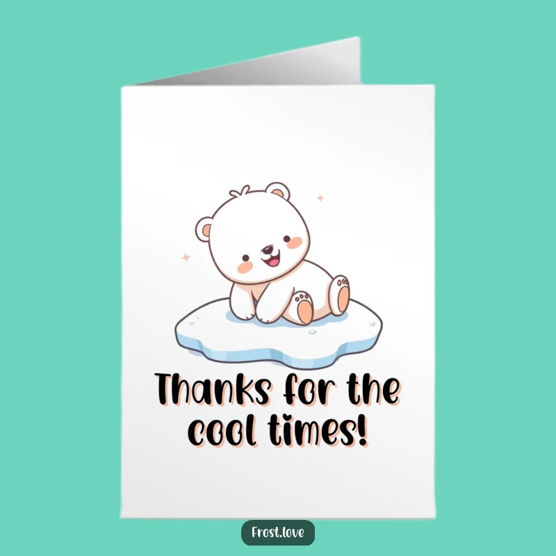 Free Printable Thank You Card: Kawaii Polar Bear Sliding Gratitude!