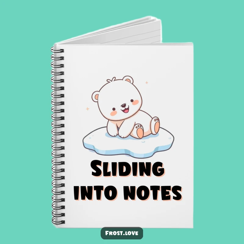 Funny Kawaii Polar Bear Sliding Notebook: Arctic Journal Gift