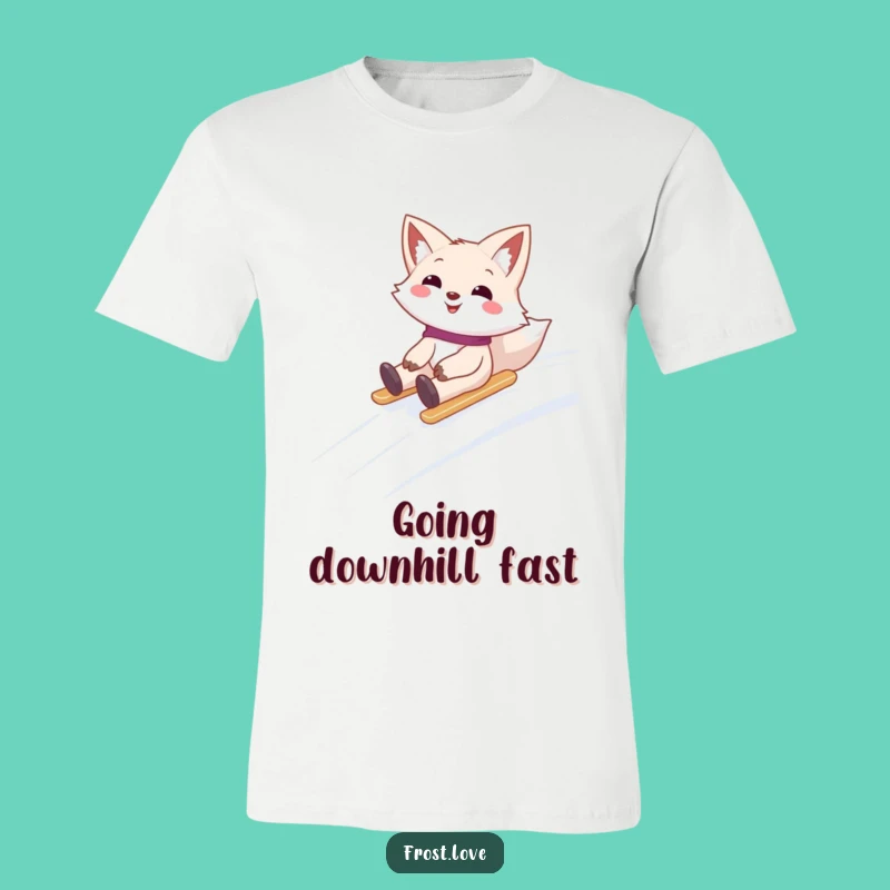 Funny Snow Fox Sliding T-Shirt: Wearable Winter Adventure, Ideal Hilarious Gift